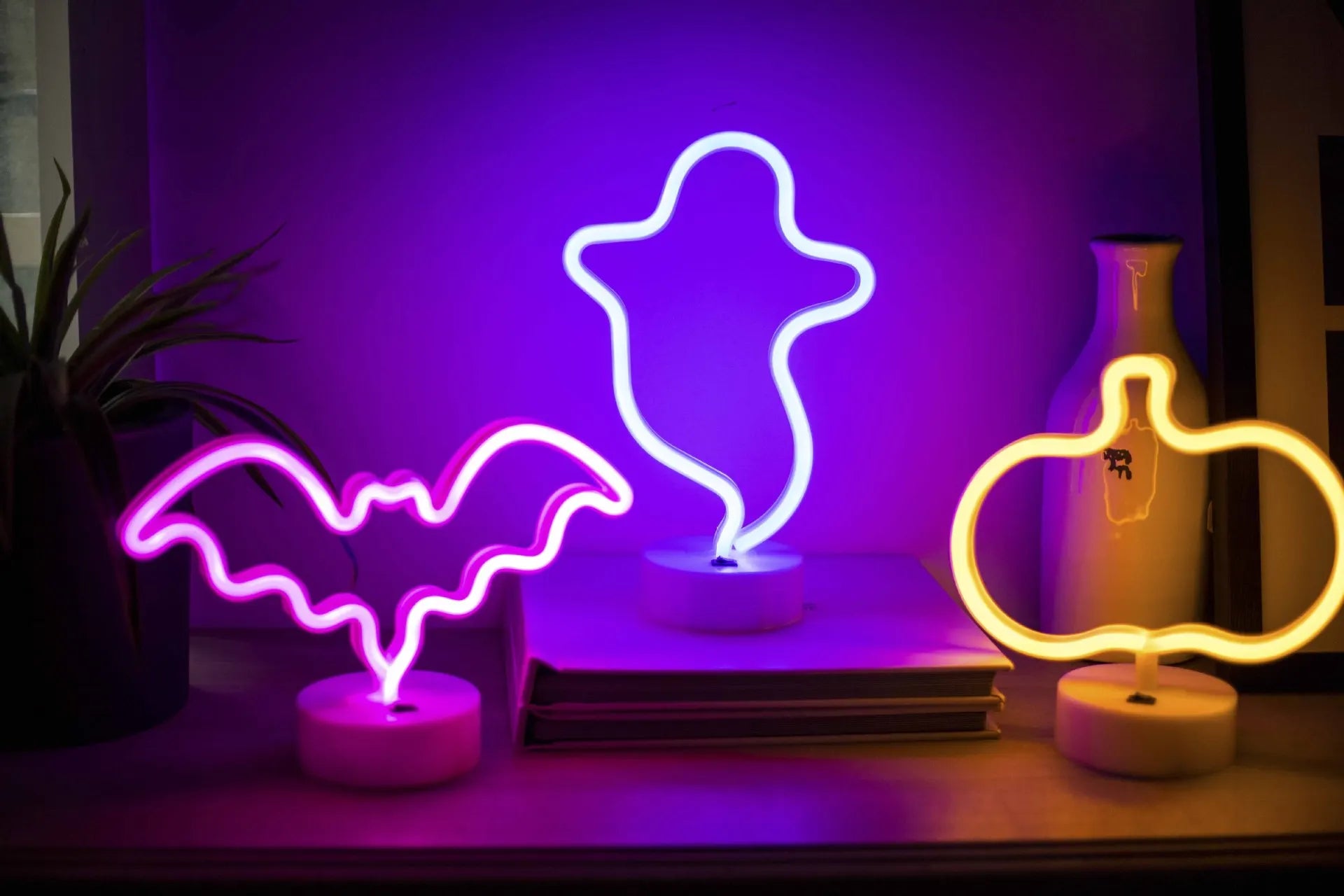 Halloween Party Decoration LED Ghost Pumpkin Bat Neon Lights Wall Decor  Neon Lamps For Kids Living Room Wedding Night Lights