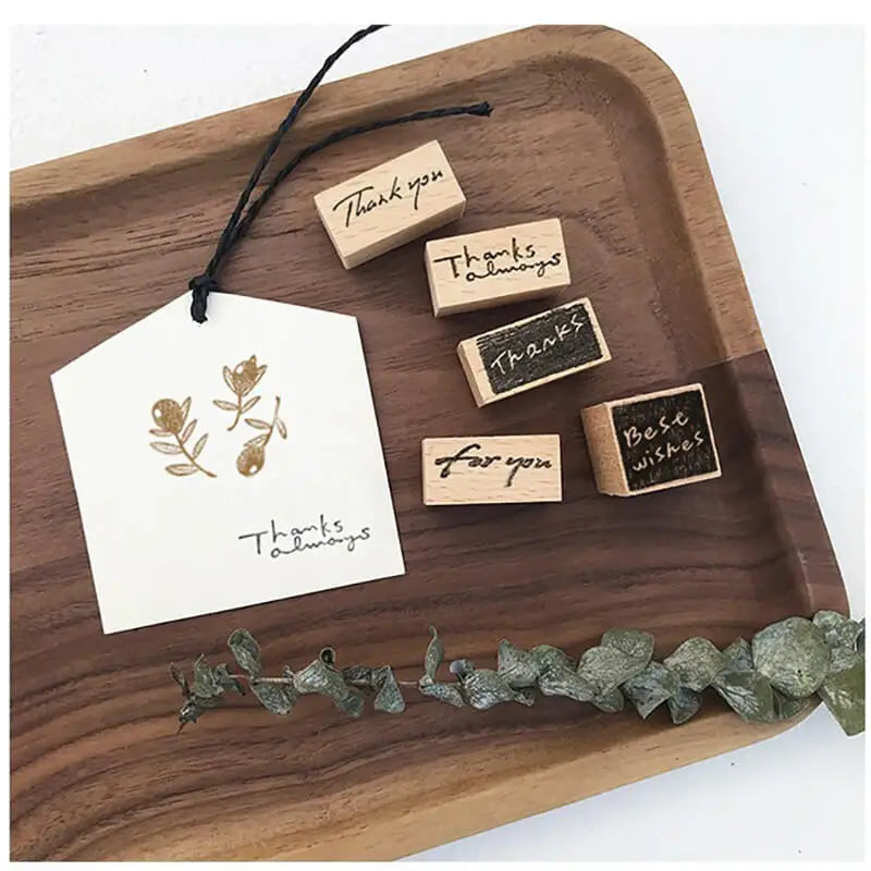 Stamp Scrapbooking 10 Types Thank You Greeting Wooden Stamps Stationery DIY Card