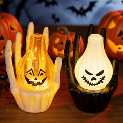 Halloween Scary Hand Pumpkin Light Indoor Tabletop Decoration for Haunted House Scene Setup Party Atmosphere Ornament Decor
