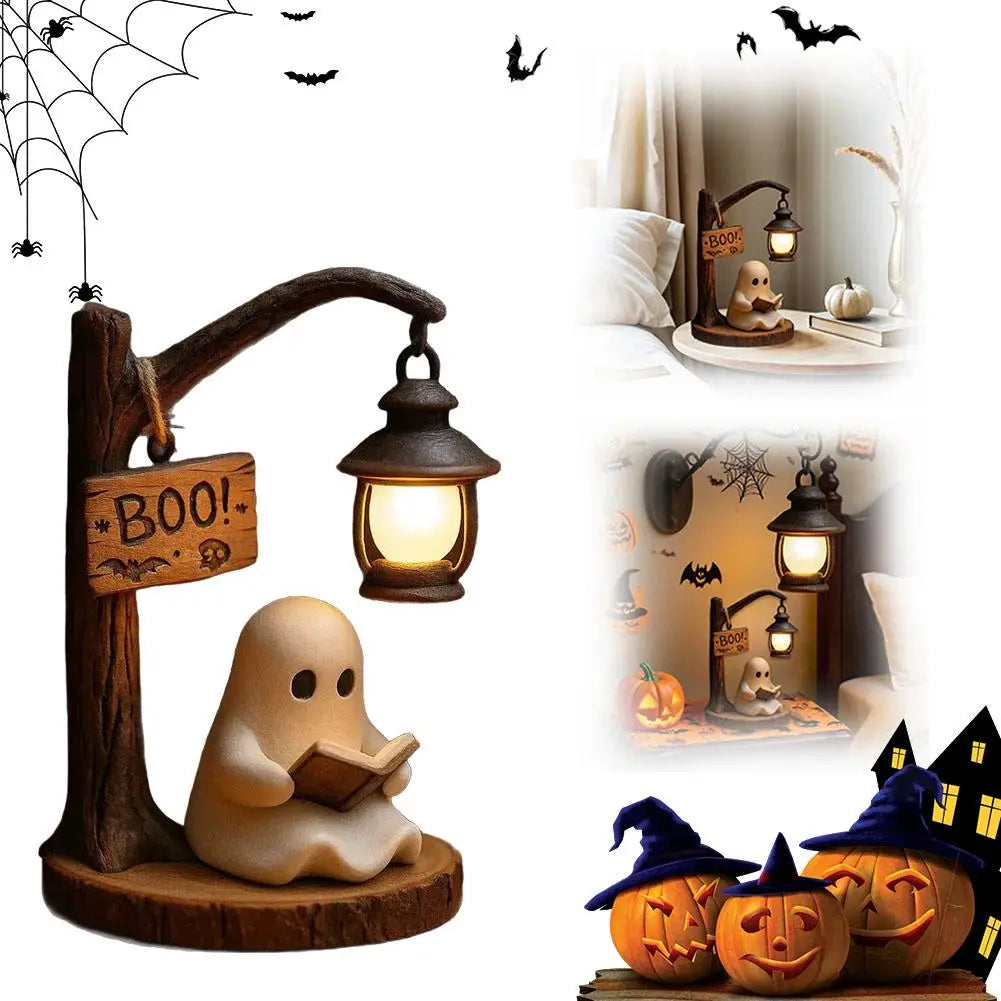Halloween Lantern Decor Creative Ghost Lamp 3D Resin Halloween Ghost Reading Street Night Light Bedroom Decoration