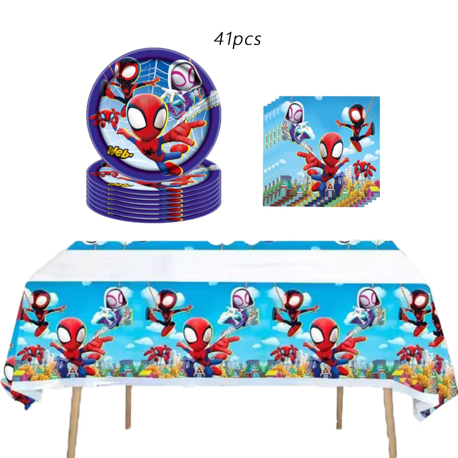 Spidey And His Amazing Friends Birthday Party Supplies, banner，Plates, Napkins and Tablecover for Party Decorations