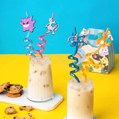 Pokemoned Party Supplies Reusable Drinking Straws Party Decoration Gifts for Kids Birthday Party Baby Shower
