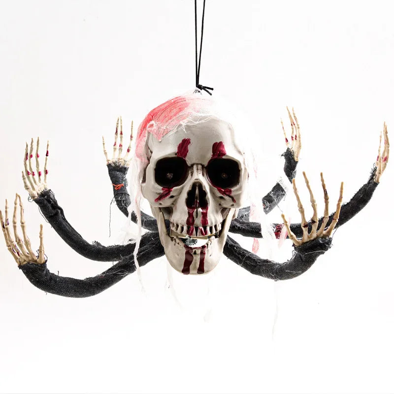 Halloween Skeleton Decoration Scary Amusement Park Party Decor, Glowing Six-Clawed Monster Hanging Ornament for Spooky Scene
