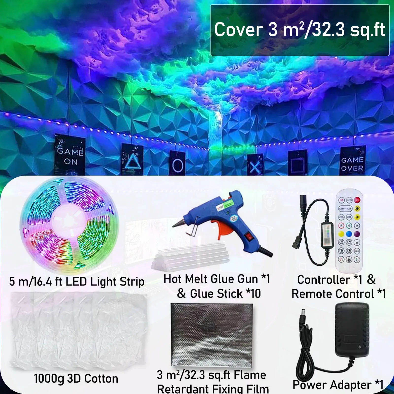 Halloween Decor Indoor - Smart Thunder Cloud Led Lights for Ceiling DIY Kit Bedroom Gaming Room Decor Christmas