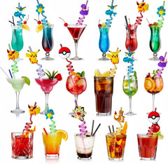 Pokemoned Party Supplies Reusable Drinking Straws Party Decoration Gifts for Kids Birthday Party Baby Shower