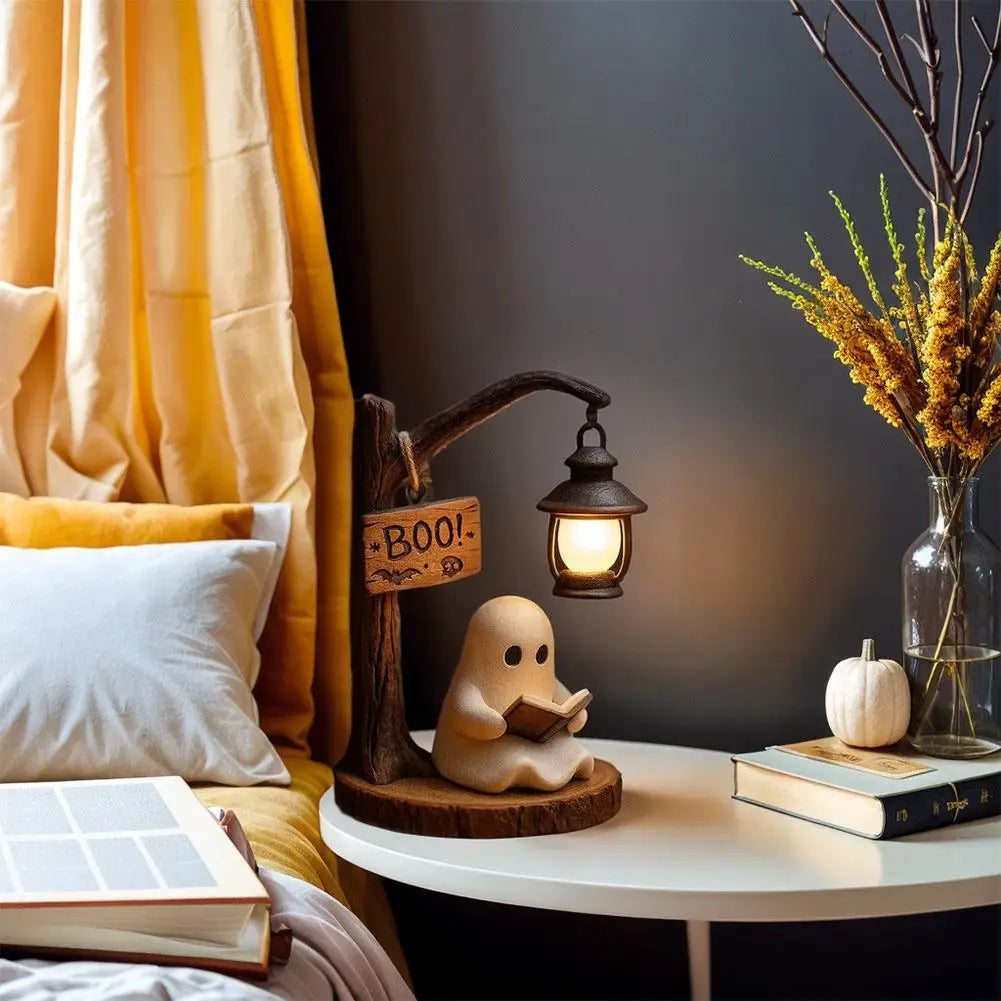 Halloween Lantern Decor Creative Ghost Lamp 3D Resin Halloween Ghost Reading Street Night Light Bedroom Decoration