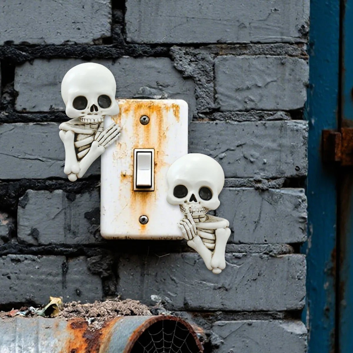 Halloween Skull Resin Ornament Ghost Head Wall Stickers Switch Decals Spooky Home Room Party Garden Micro Landscape Bonsai Decor