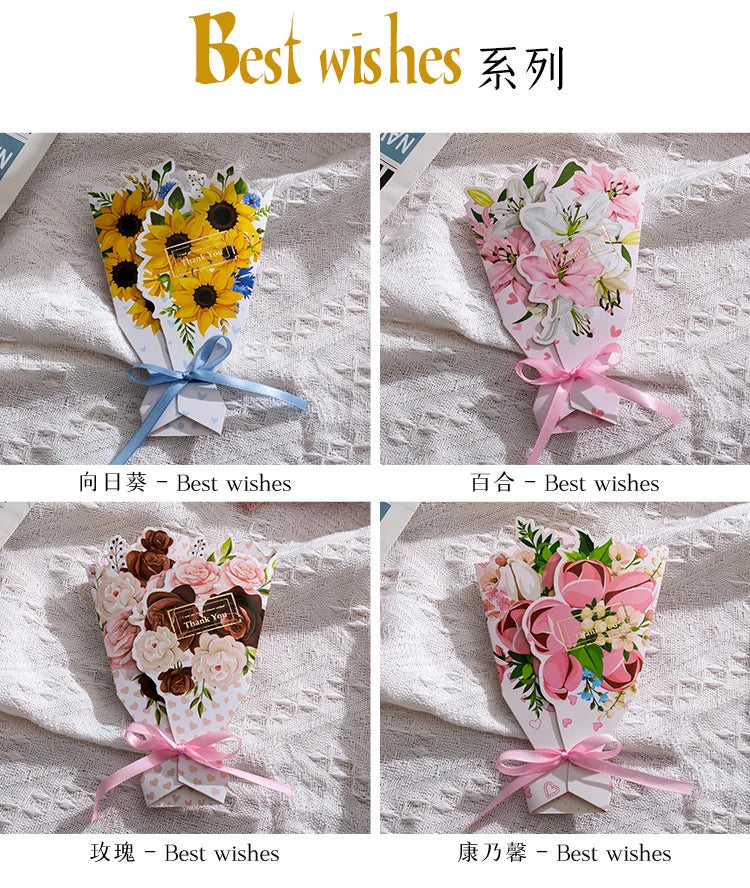 Creative Carnation Thanks Flowers Postcard Exquisite Beautiful Greeting Card Floral Birthday Cards Teacher Day Birthday Gifts