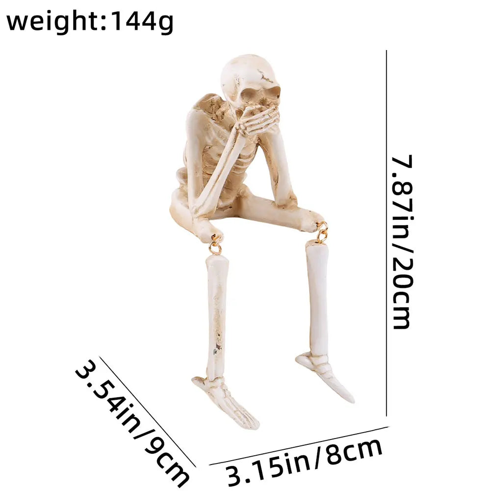 Halloween Skeleton Statues Realistic Skull Decoration Resin Crafts Ornaments Unique Skull Shelf Sitter Figurines Halloween Decor