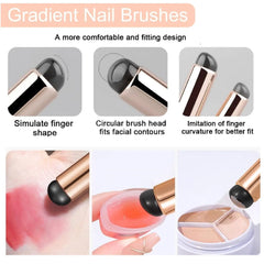 Nail Art Brush Set, 5 Liner Brushes + 2 Reusable Silicone Tip Gradient Brushes, Fine Tip Dotting and Striping Brushes