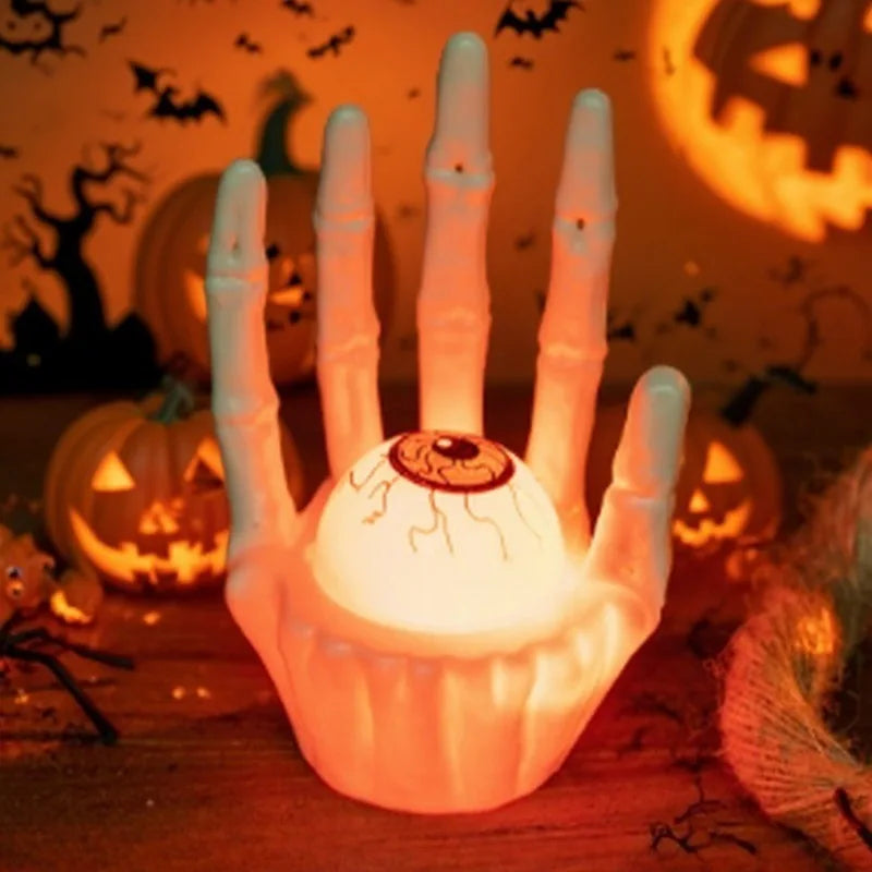 Halloween Scary Hand Pumpkin Light Indoor Tabletop Decoration for Haunted House Scene Setup Party Atmosphere Ornament Decor