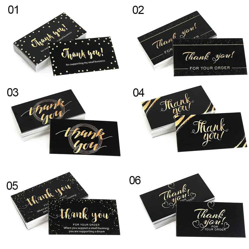 50PCS Thank You Cards For Supporting My Small Business Thanks Greeting Cards Candy Bags Paper Seal Label Party Favor Gift