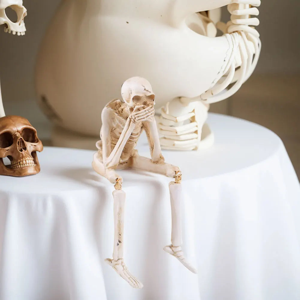Halloween Skeleton Statues Realistic Skull Decoration Resin Crafts Ornaments Unique Skull Shelf Sitter Figurines Halloween Decor