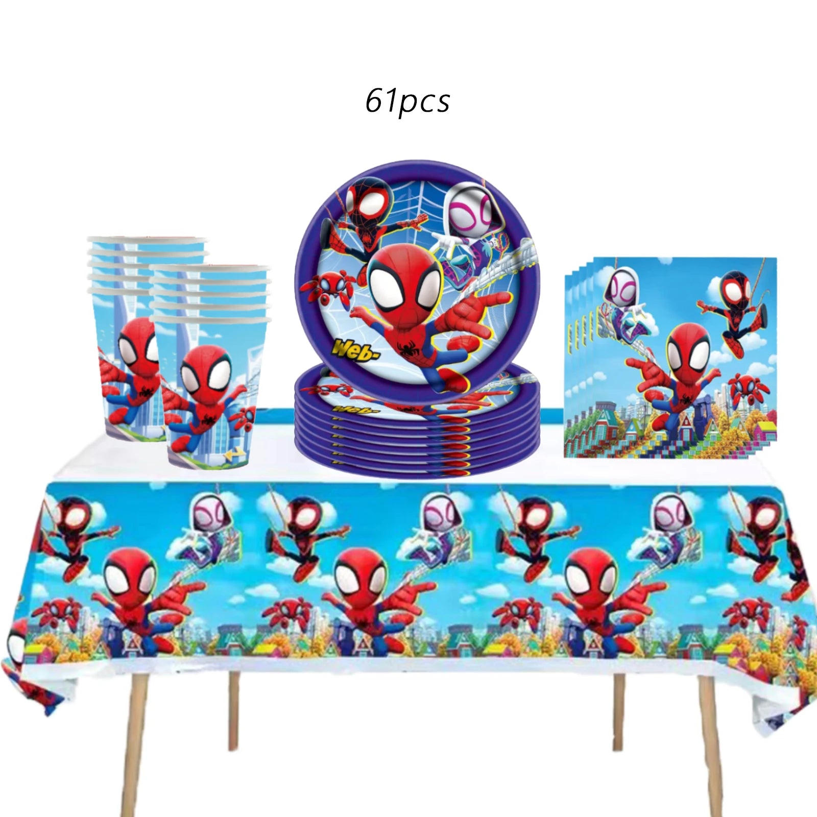 Spidey And His Amazing Friends Birthday Party Supplies, banner，Plates, Napkins and Tablecover for Party Decorations