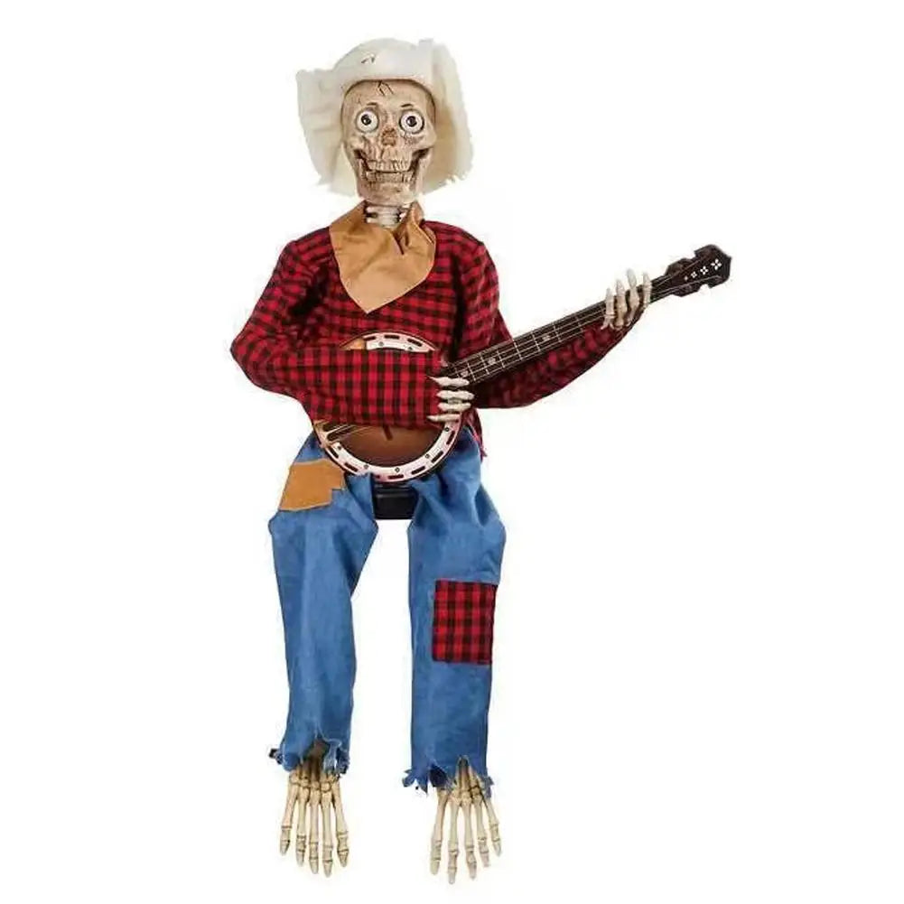 Halloween Animatronics Banjo Skeleton Decorations Musical Country Skeleton Musicians New 2025 Halloween Theme Home Decor