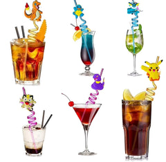 Pokemoned Party Supplies Reusable Drinking Straws Party Decoration Gifts for Kids Birthday Party Baby Shower