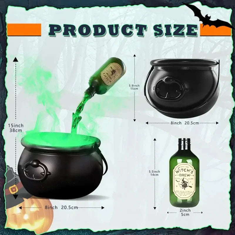 Halloween WitchCauldron with LED Light & Fog Mist Maker Skeleton Decor for Spooky Hocus Pocus Party, Home, Halloween Party DIY