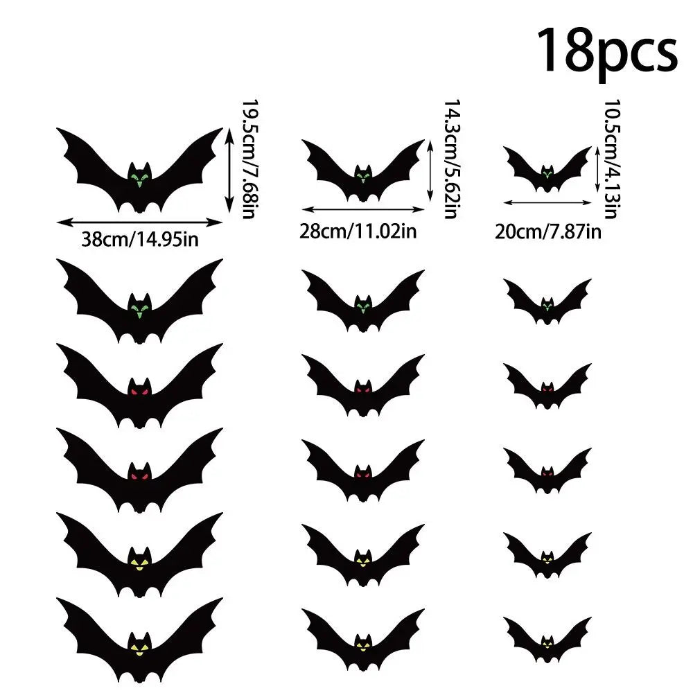Funny Spooky Halloween Bat Decorations with Eyes Realistic Bats Wall Decor Trick or Treat Simulation Bat Pendant Halloween Party