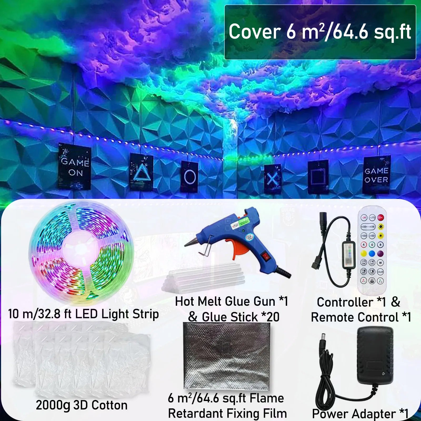 Halloween Decor Indoor - Smart Thunder Cloud Led Lights for Ceiling DIY Kit Bedroom Gaming Room Decor Christmas
