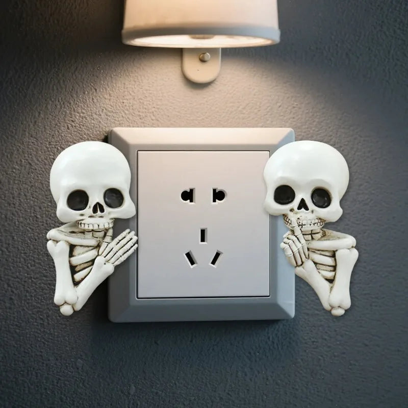 Halloween Skull Resin Ornament Ghost Head Wall Stickers Switch Decals Spooky Home Room Party Garden Micro Landscape Bonsai Decor