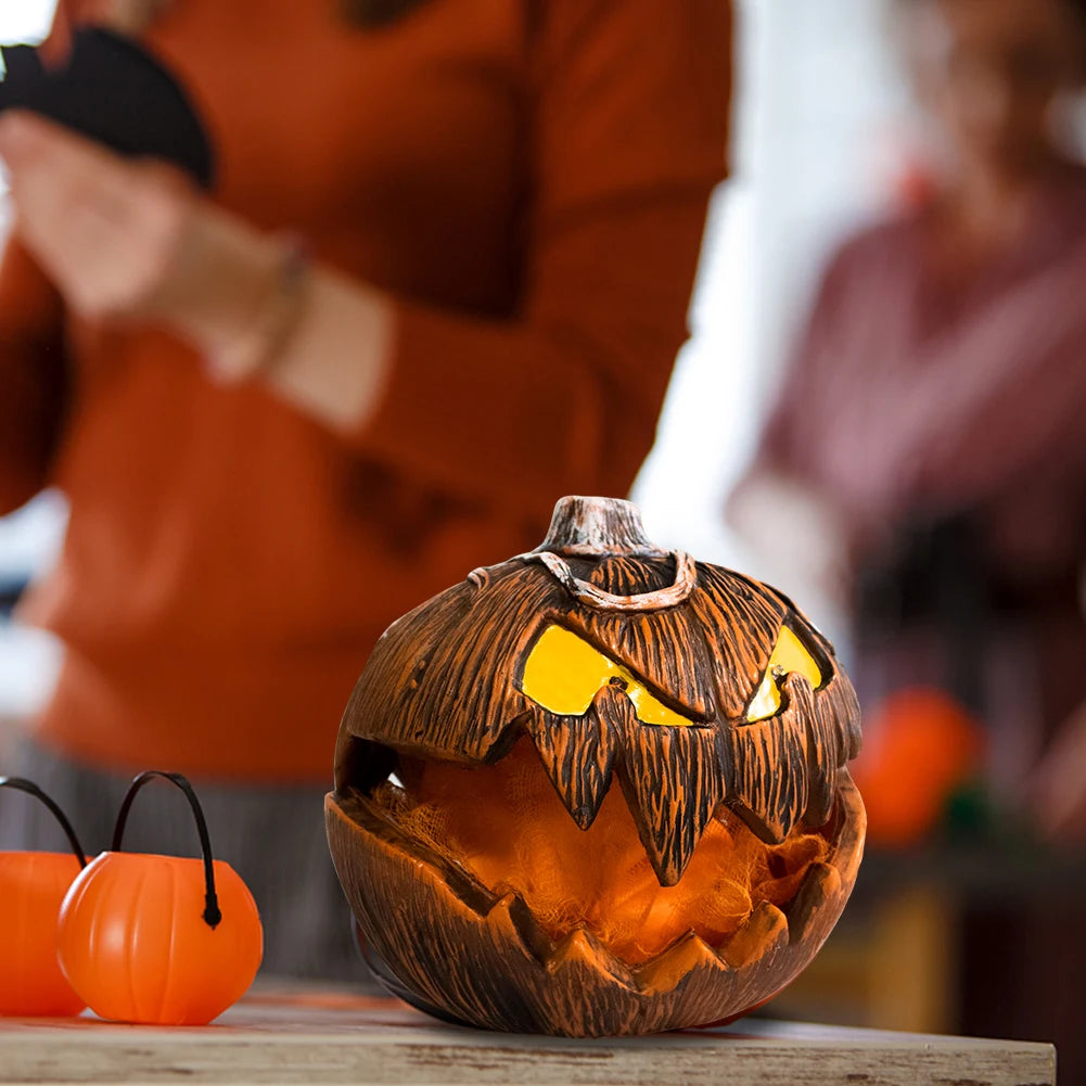 Halloween Pumpkin Decoration Realistic Scary Atmosphere Light Battery Powered with Light Up Eyes for Courtyard Bar Haunted House