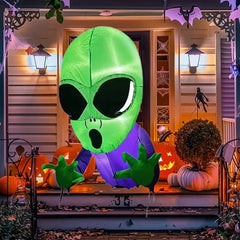 1.2M Halloween Party & Holiday DIY Decorations Inflatable Toys Climbing Window Green Headed Ghost LED Light Outdoor Garden Decor