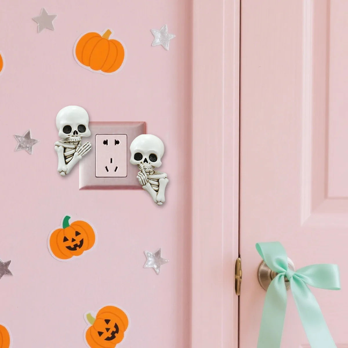 Halloween Skull Resin Ornament Ghost Head Wall Stickers Switch Decals Spooky Home Room Party Garden Micro Landscape Bonsai Decor
