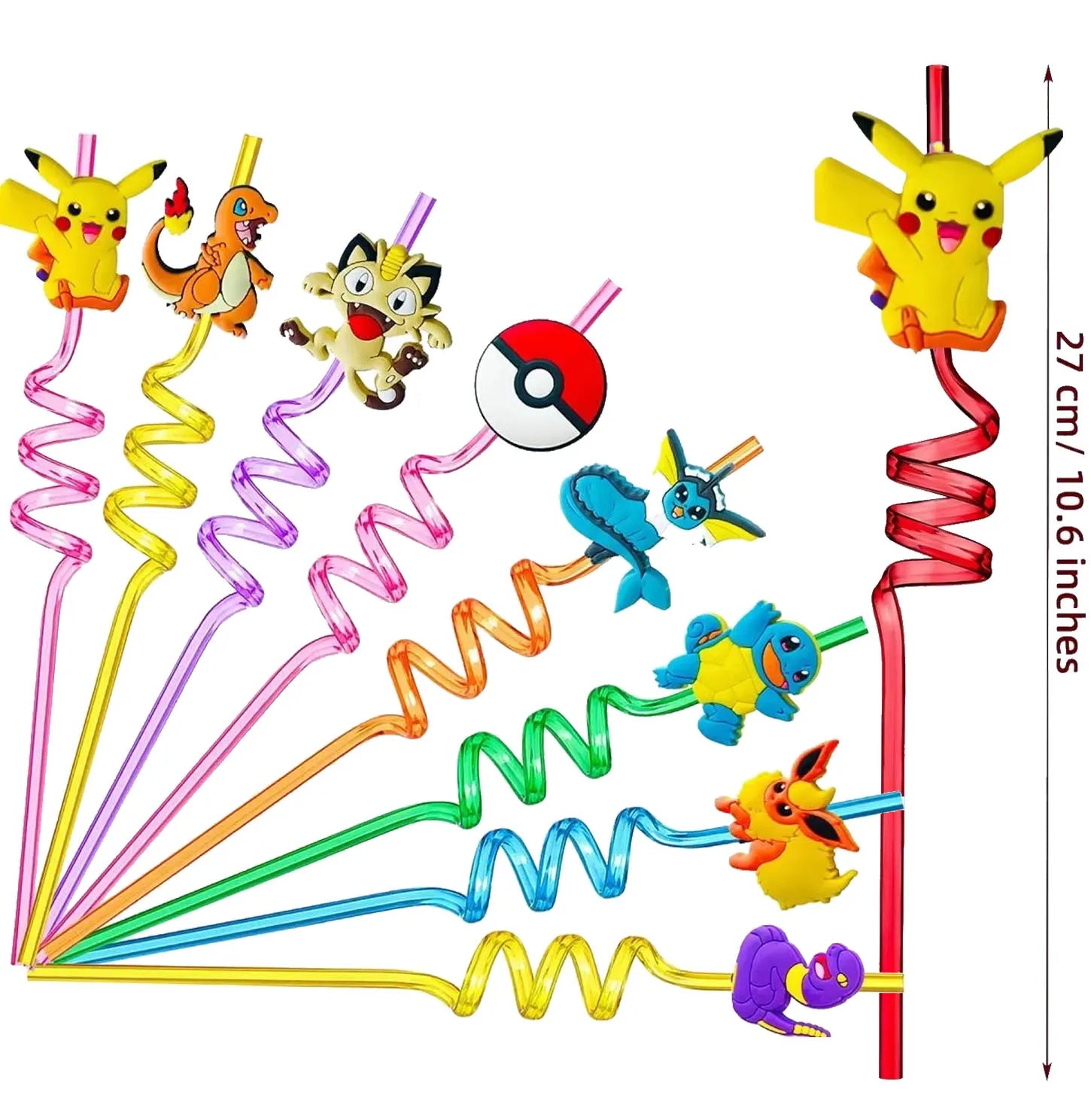Pokemoned Party Supplies Reusable Drinking Straws Party Decoration Gifts for Kids Birthday Party Baby Shower