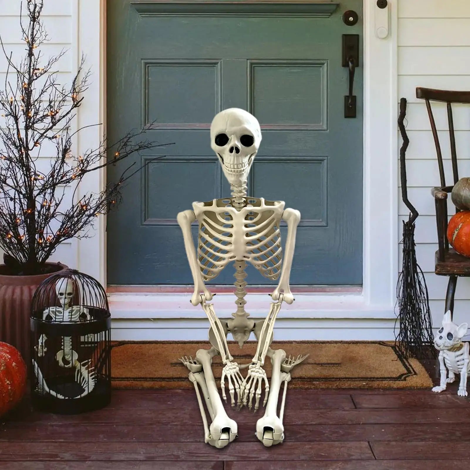 Happy Halloween Modeling Humanoid Skeleton Decorative Props Haunted House Home Bedroom Balcony Decoration Party DIY Supplies