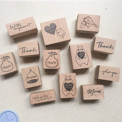 Stamp Scrapbooking 10 Types Thank You Greeting Wooden Stamps Stationery DIY Card