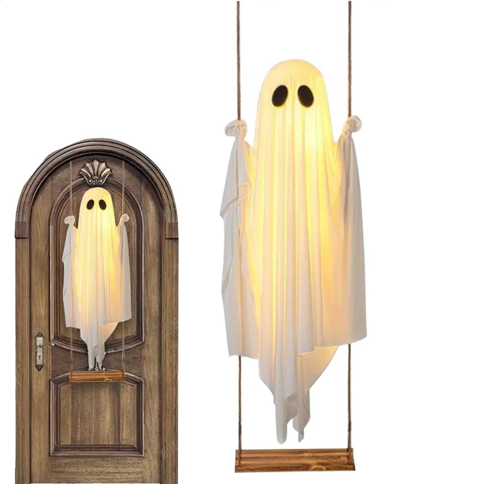 152x43cm Halloween Ghost Decorations Scary Ghost with Decorative Lights Halloween Props Hangable Yard Garden Home Decorations