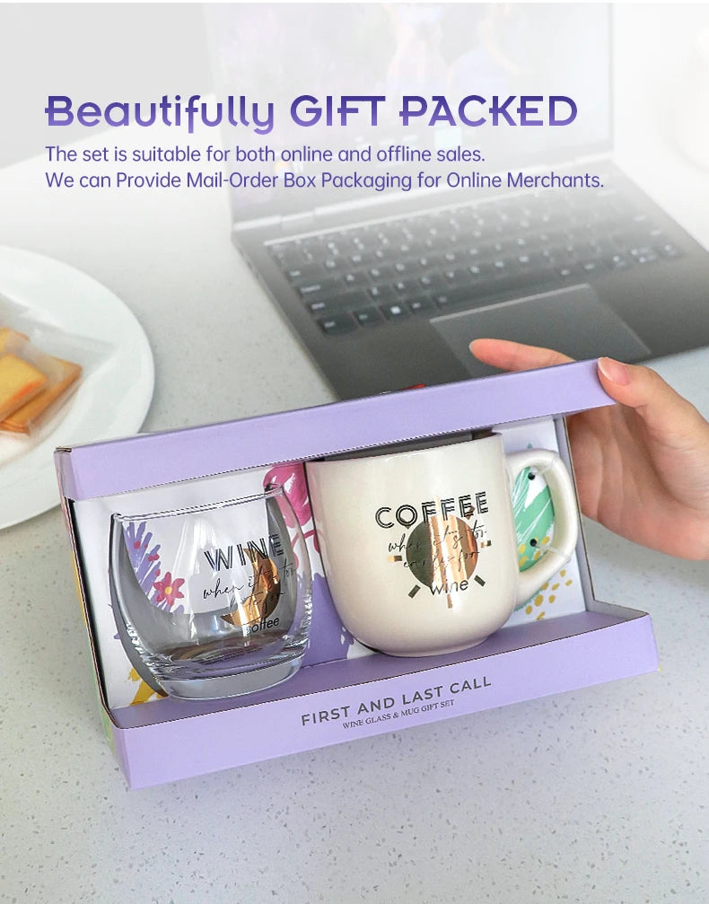 First Call & Last Call Gifts Sets Novelty Products Trends Cute Wine Glass & Coffee Mugs Ceramic Creative Set Items for Gifting
