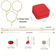 DIY Christmas Gift Set for Women: Elegant Red Green Series Christams Charm Bracelet Making Kit with Beads Jewelry