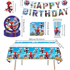 Spidey And His Amazing Friends Birthday Party Supplies, banner，Plates, Napkins and Tablecover for Party Decorations