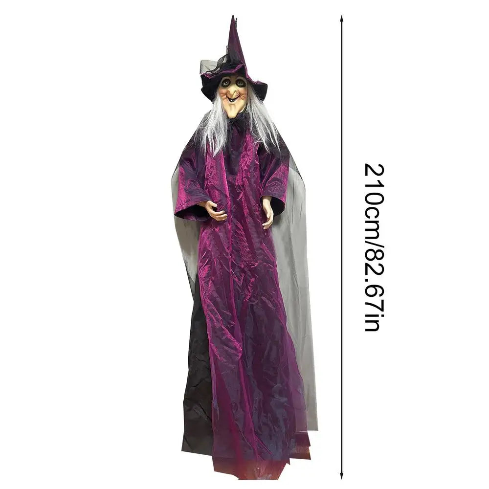 Halloween Witch Decorations Creepy Indoor Outdoor Flying Witch Sound Activated Witch Halloween Decor for Halloween Skull Prop