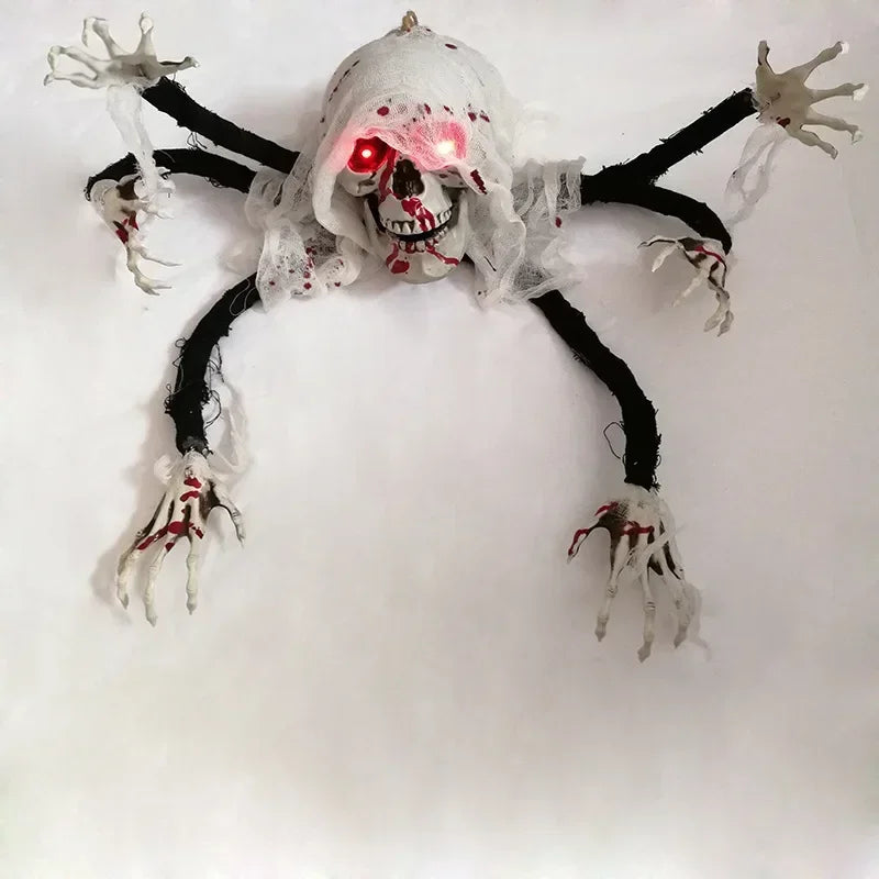 Halloween Skeleton Decoration Scary Amusement Park Party Decor, Glowing Six-Clawed Monster Hanging Ornament for Spooky Scene