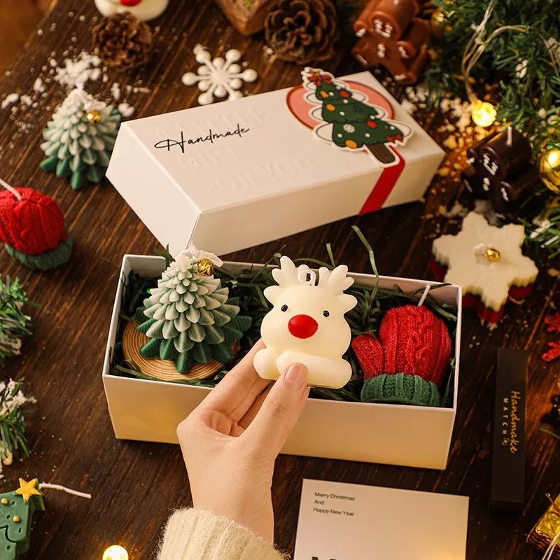 Christmas Gift for Friends Practical Deer Aromatherapy Candle Set Gift Box with Handheld Gifts Christmas Gift Ornament