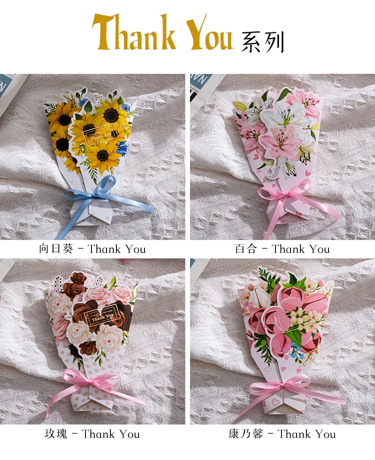 Creative Carnation Thanks Flowers Postcard Exquisite Beautiful Greeting Card Floral Birthday Cards Teacher Day Birthday Gifts