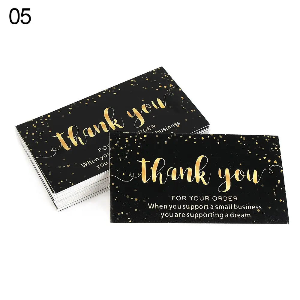 50PCS Thank You Cards For Supporting My Small Business Thanks Greeting Cards Candy Bags Paper Seal Label Party Favor Gift
