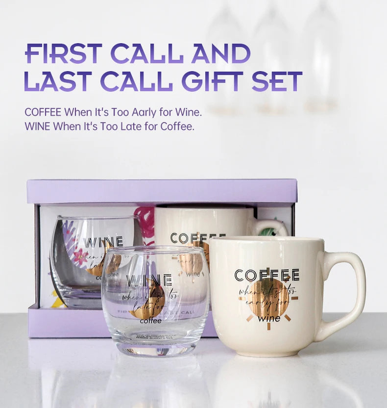 First Call & Last Call Gifts Sets Novelty Products Trends Cute Wine Glass & Coffee Mugs Ceramic Creative Set Items for Gifting