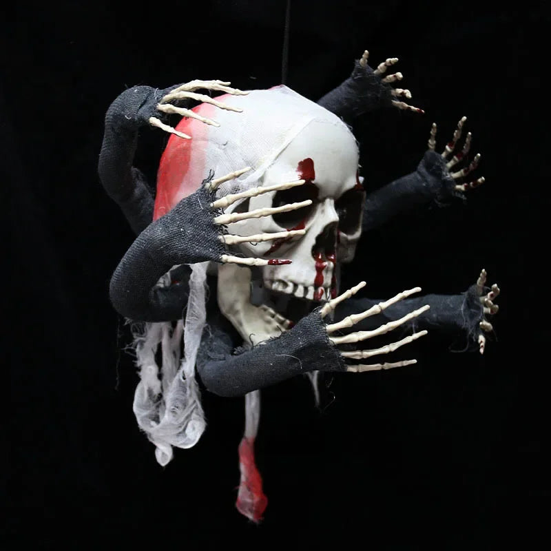 Halloween Skeleton Decoration Scary Amusement Park Party Decor, Glowing Six-Clawed Monster Hanging Ornament for Spooky Scene