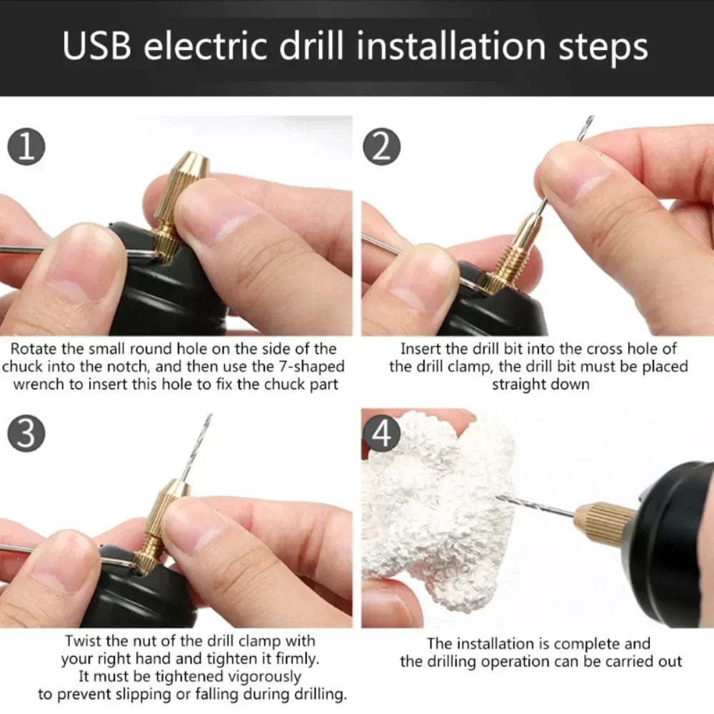DIY Electric USB Electric Drill Handheld Mini Electric Drill Tools For Epoxy Resin Jewelry Making Wood Craft Engraving Pen Tool
