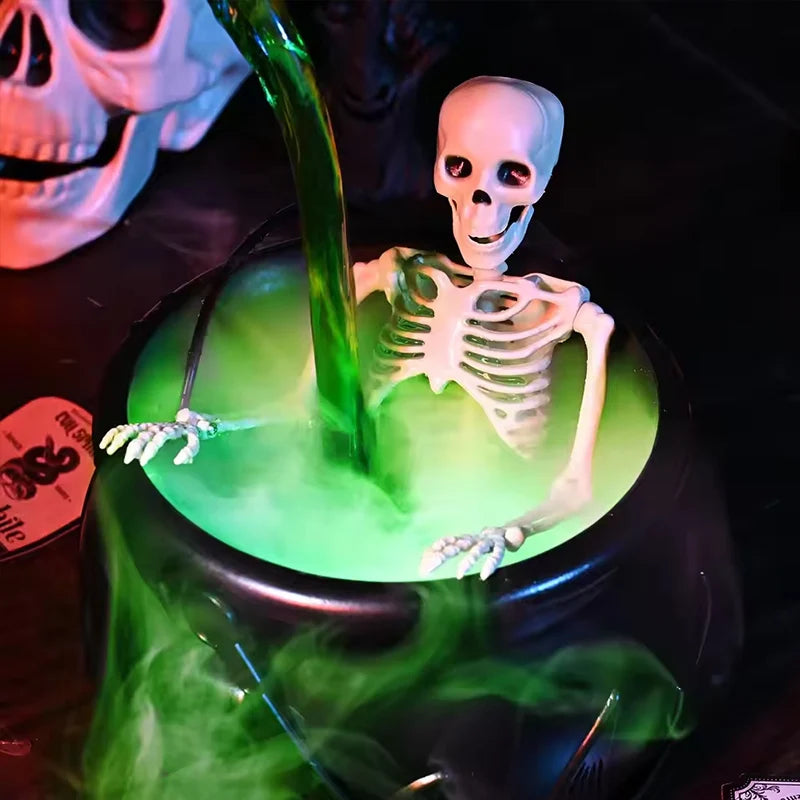 Halloween WitchCauldron with LED Light & Fog Mist Maker Skeleton Decor for Spooky Hocus Pocus Party, Home, Halloween Party DIY