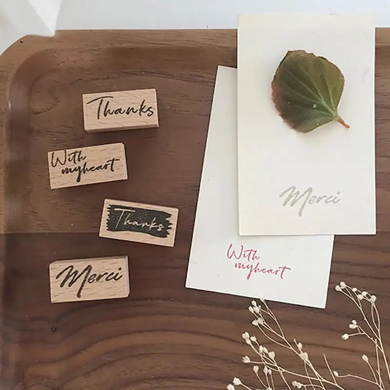 Stamp Scrapbooking 10 Types Thank You Greeting Wooden Stamps Stationery DIY Card