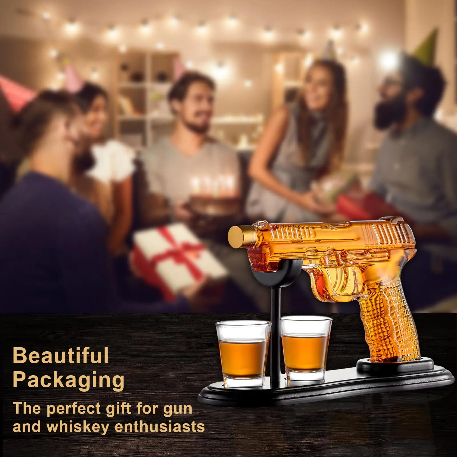 Birthday Gifts for Men Dad Whiskey Gun Decanter Set with Shot Glasses Stocking Stuffers Military Presents dispenser Bar Drinking