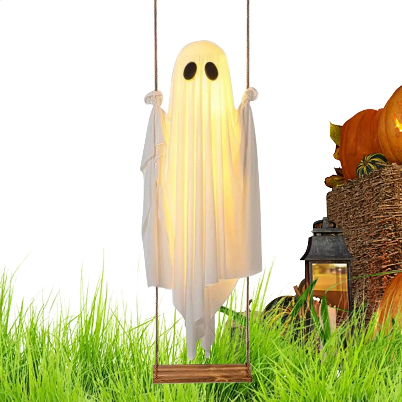 152x43cm Halloween Ghost Decorations Scary Ghost with Decorative Lights Halloween Props Hangable Yard Garden Home Decorations