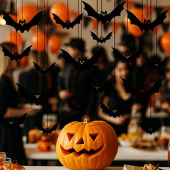 Funny Spooky Halloween Bat Decorations with Eyes Realistic Bats Wall Decor Trick or Treat Simulation Bat Pendant Halloween Party