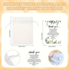 100sets Unique Wedding Gift for Guests, Bulk Heart Shaped Candles with Thank You Cards and Organza Bags for Wedding Party Favors