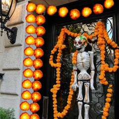 Halloween Diwali Party 1.5m Garland String Lights Mexican Marigold Artificial Flowers Day Of The Dead DIY Home Outdoor Decor