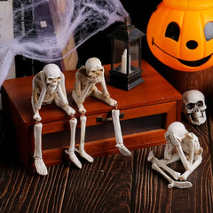 Halloween Skeleton Statues Realistic Skull Decoration Resin Crafts Ornaments Unique Skull Shelf Sitter Figurines Halloween Decor